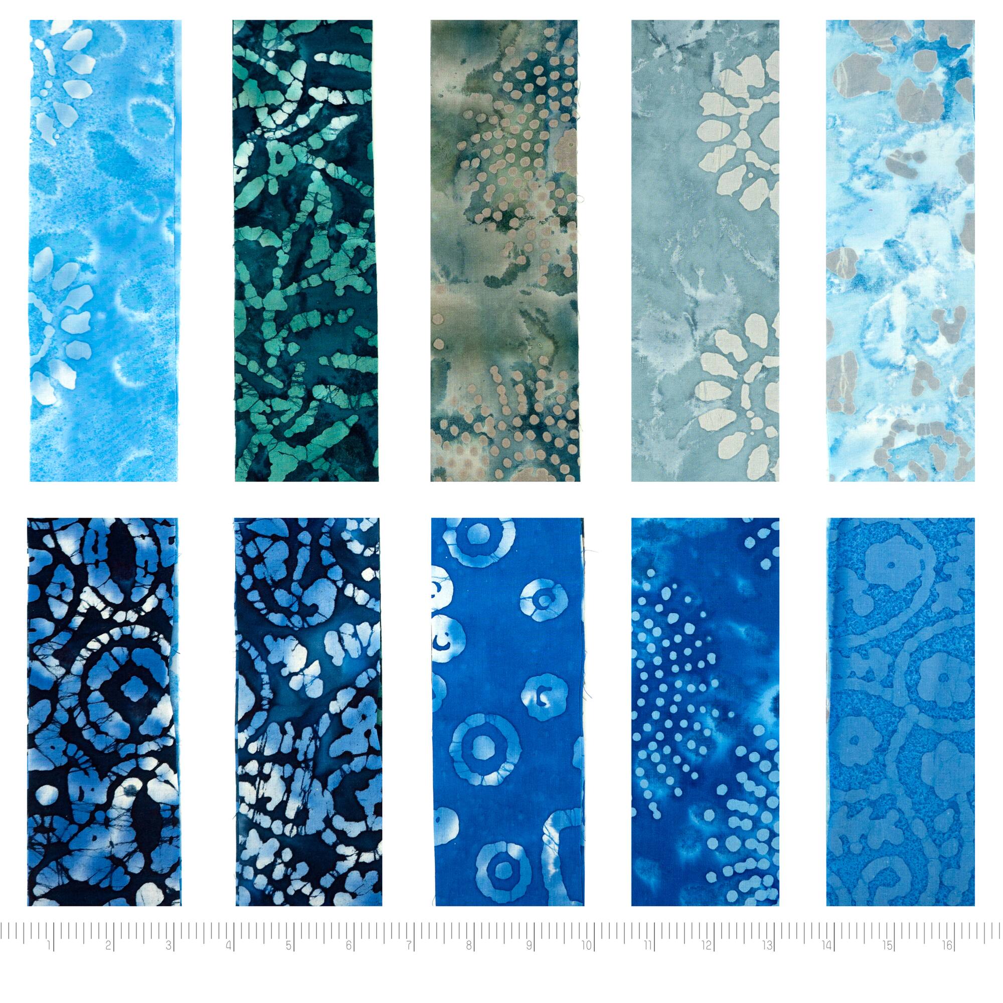 SINGER Handmade Blue Batik Cotton Print Fat Quarter Bundle